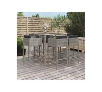 7-delige Tuinbarset met kussens poly rattan grijs3200660