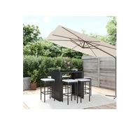 Vidaxl Ensemble De Bar De Jardin 7 Pcs Avec Coussins Noir Poly Rotin