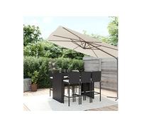 Vidaxl Ensemble De Bar De Jardin 7 Pcs Avec Coussins Noir Poly Rotin