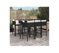 7-delige Tuinbarset met kussens poly rattan zwart3200651