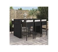 7-delige Tuinbarset met kussens poly rattan zwart3200664
