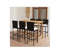 7-delige Tuinbarset met kussens zwart3067960