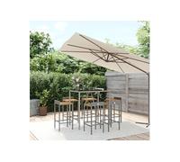 vidaXL 7-delige Tuinbarset poly rattan en massief acaciahout grijs3187679 Gris G