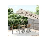 7-delige Tuinbarset poly rattan en massief acaciahout grijs3187695