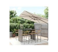 Vidaxl Ensemble De Bar Jardin 7 Pcs Gris Poly Rotin/Bois Massif Acacia