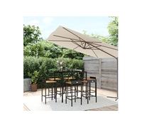 Vidaxl Ensemble De Bar Jardin 7 Pcs Noir Poly Rotin/Bois Massif Acacia