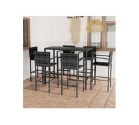 7-delige Tuinbarset poly rattan grijs3064847