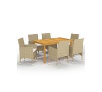 vidaXL Ensemble de jardin 7 pièces Beige