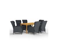 Vidaxl Ensemble De Salle À Manger De Jardin 7 Pcs Gris Foncé
