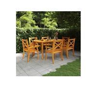 vidaXL Ensemble à manger de jardin 7 pcs Bois d'acacia solide 3058004