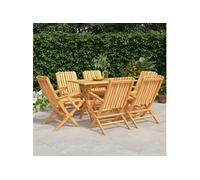 vidaXL Ensemble à Dîner de Jardin 7 pcs, Ensemble à Manger avec Table et Chaise, Ensemble de Salon, Meubles de Terrasse, Scandinave, Bois de Teck Solide bois de teck