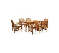 Vidaxl Mobilier À Dîner De Jardin 7 Pcs Avec Coussins Acacia Solide