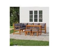 7-delige Tuinset met kussens massief acaciahout3154969