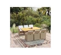 Vidaxl Ensemble À Manger De Jardin Et Coussins 7 Pcs Poly Rotin Beige