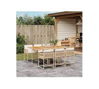 Vidaxl Ensemble À Manger De Jardin Et Coussins 7 Pcs Beige Poly Rotin