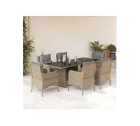vidaXL Ensemble à manger de jardin 7 pièces avec coussins – Table et chaises de terrasse 3211888