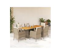 vidaXL 7-delige Tuinset met kussens poly rattan beige3211900 Beige G