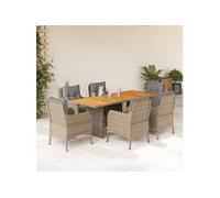Ensemble à Manger de Jardin avec Coussins Table 9 pcs Noir Résine Tressée vidaXL