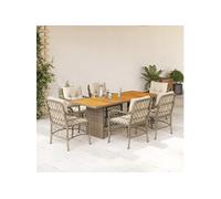 Vidaxl Ensemble À Manger De Jardin Et Coussins 7 Pcs Beige Poly Rotin