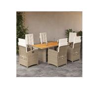 vidaXL Ensemble à Manger de Jardin avec Coussins 7 pcs, Table et Chaise de Terrasse, Meubles de Patio, Mobilier d'Extérieur,