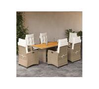 Vidaxl Ensemble À Manger De Jardin Et Coussins 7 Pcs Beige Poly Rotin