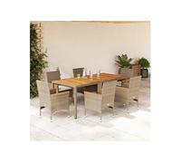 7-delige Tuinset met kussens poly rattan en acaciahout beige3278643