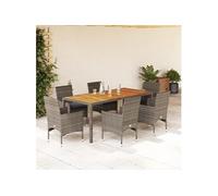 Vidaxl Ensemble À Manger De Jardin Et Coussins 7 Pcs Gris Rotin Acacia