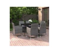 Vidaxl Ensemble À Dîner De Jardin Coussins 7 Pcs Résine Tressée Verre