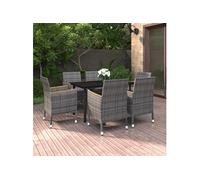 7-delige Tuinset met kussens poly rattan en glas3099778