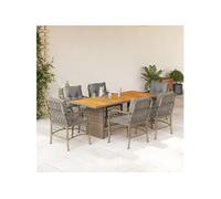 7-delige Tuinset met kussens poly rattan gemengd beige3212078