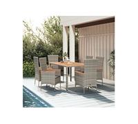 Ensemble à Manger de Jardin avec Coussins Patio Gris Résine Tressée vidaXL