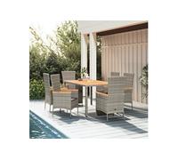 Vidaxl Mobilier À Dîner De Jardin Et Coussins 7 Pcs Gris Rotin