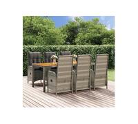7-delige Tuinset met kussens poly rattan grijs3185042