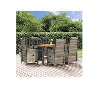 7-delige Tuinset met kussens poly rattan grijs3185047