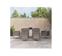 Vidaxl Ensemble À Manger Jardin Et Coussins 7 Pcs Gris Rotin