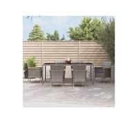 Vidaxl Mobilier À Dîner De Jardin Et Coussins 7 Pcs Gris Rotin