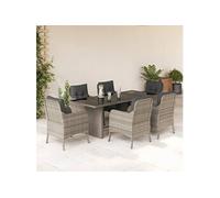 Vidaxl Ensemble À Manger De Jardin Et Coussins 7 Pcs Gris Clair Rotin