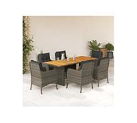 7-delige Tuinset met kussens poly rattan grijs3211898