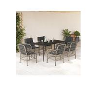 Vidaxl Ensemble À Manger De Jardin Et Coussins 7 Pcs Gris Clair Rotin