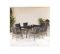 7-delige Tuinset met kussens poly rattan grijs3212177