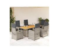 Vidaxl Ensemble À Manger De Jardin Et Coussins 7 Pcs Gris Rotin
