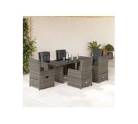 7-delige Tuinset met kussens poly rattan grijs3262783