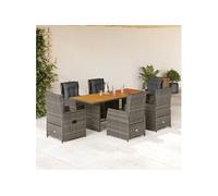 Vidaxl Ensemble À Manger De Jardin Et Coussins 7 Pcs Gris Rotin