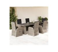 Ensemble à Manger de Jardin avec Coussins Mobilier Patio Résine Tressée vidaXL