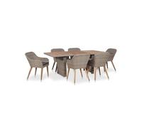 7-delige Tuinset met kussens poly rattan zwart3057814