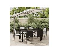 Vidaxl Ensemble À Dîner De Jardin Et Coussins 7pcs Noir Résine Tressée