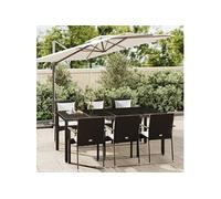 Vidaxl Ensemble À Dîner De Jardin Et Coussins 7pcs Noir Résine Tressée