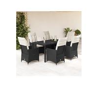 vidaXL Ensemble de jardin 7 pièces avec coussins Noir Poly Rattan