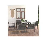 Vidaxl Ensemble De Salle À Manger De Jardin 7 Pcs Résine Tressée Gris