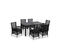 7-delige Tuinset poly rattan zwart44087